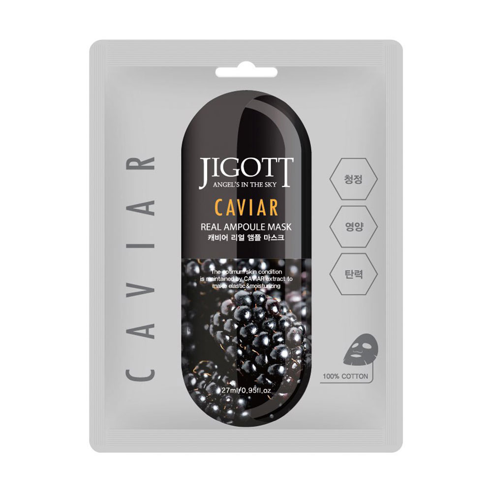 Тканинна маска для обличчя Jigott Caviar Real Ampoule з екстрактом ікри, 25 г